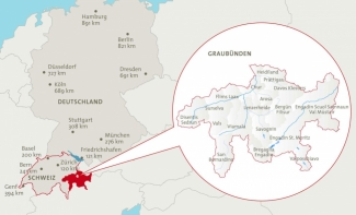Map of the journey to the vacation canton of Grisons Map of the journey to the vacation canton of Grisons